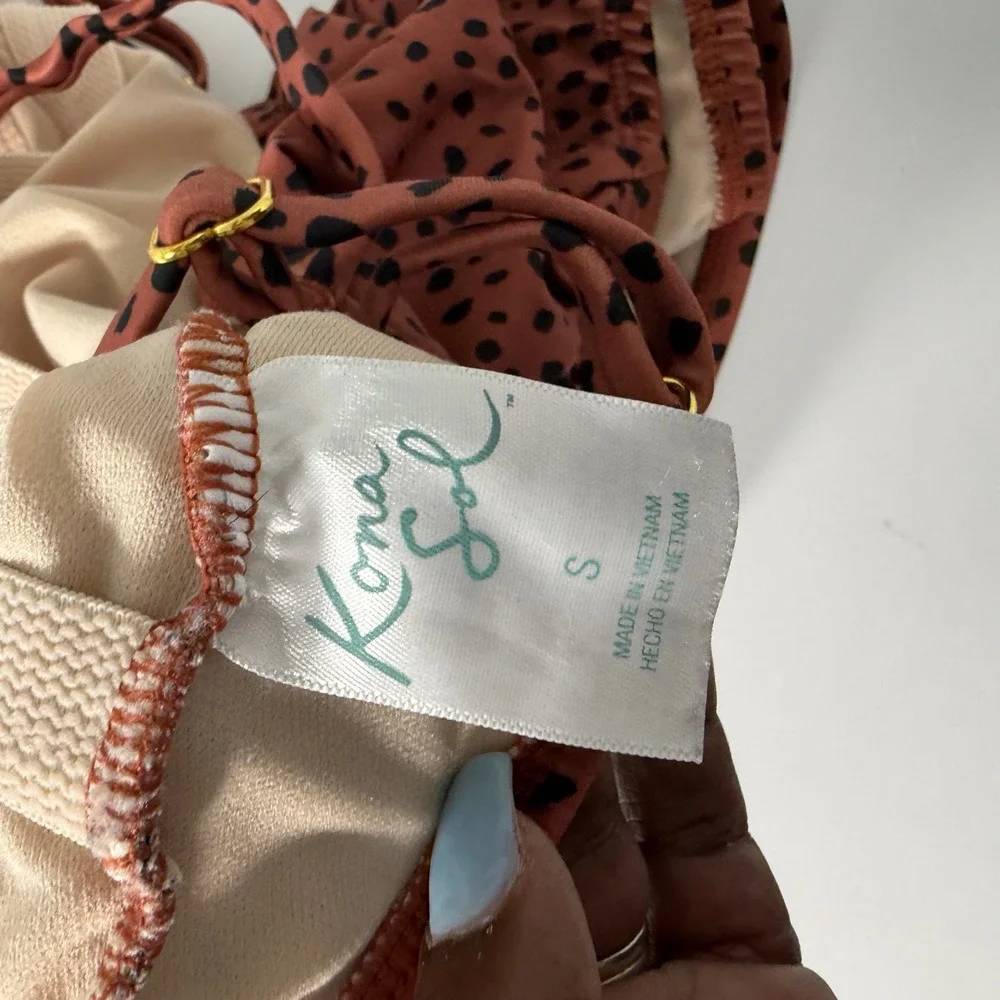 Kona‎ Sol Womens Rust Orange Spotted Animal Print High Neck One Piece Swimsuit S